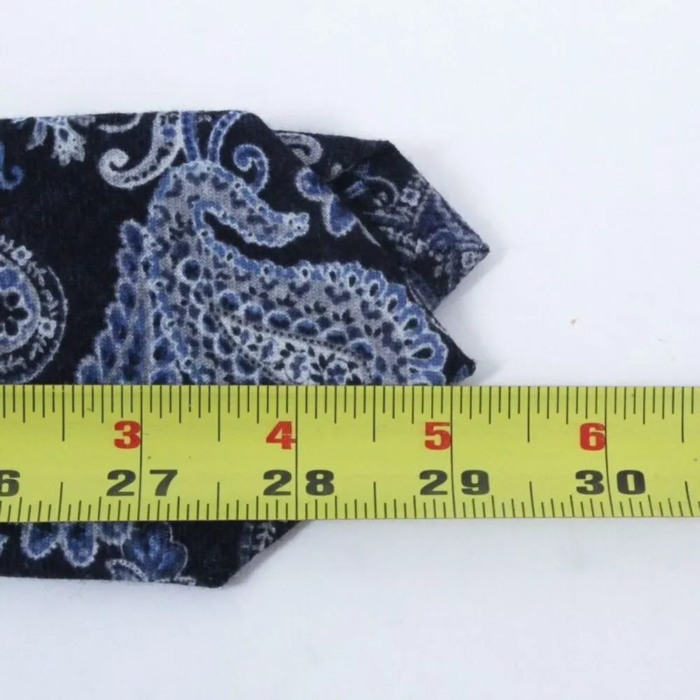 Jos A Bank Wool Cashmere Tie Mens Navy Blue Silver Woven Paisley Luxury Necktie